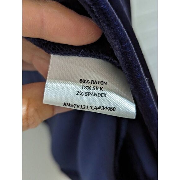 Eileen Fisher Women's Blue Open Front Velvet Blazer Jacket Size Medium - Picture 6 of 6